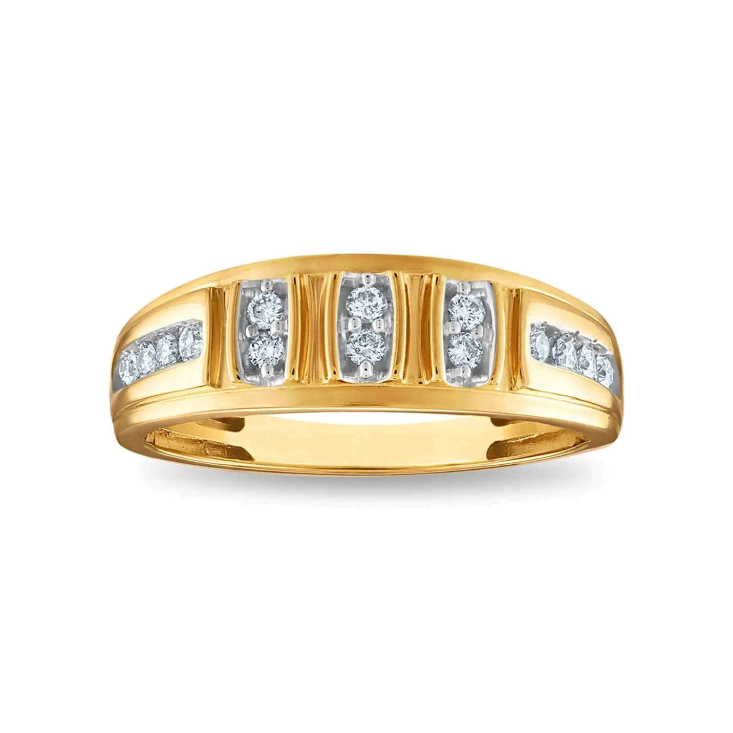 1 CTW Diamond Wedding Trio Set in 10KT White and Yellow Gold