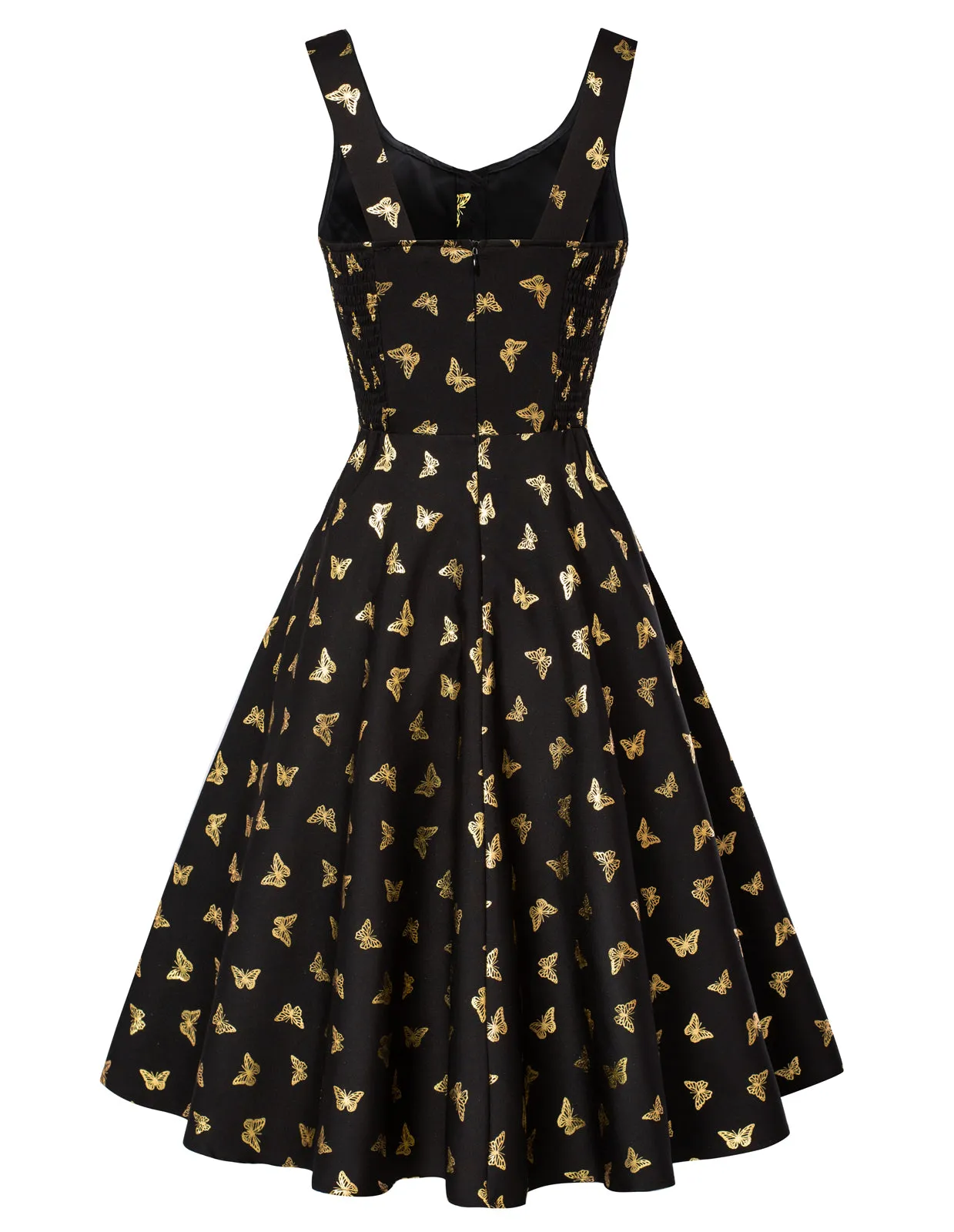 1950s Vintage Butterfly Printed Sleeveless A-Line Dress