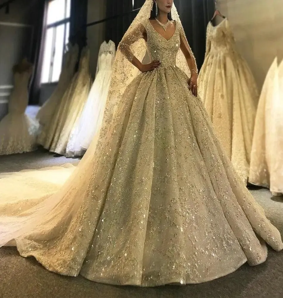 2021 Heavy Beading Luxury Wedding Dress