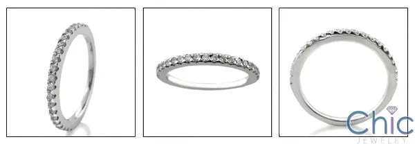 2mm Narrow Wedding Band  Pave Set .50 Total Cubic Zirconia White Gold 14k