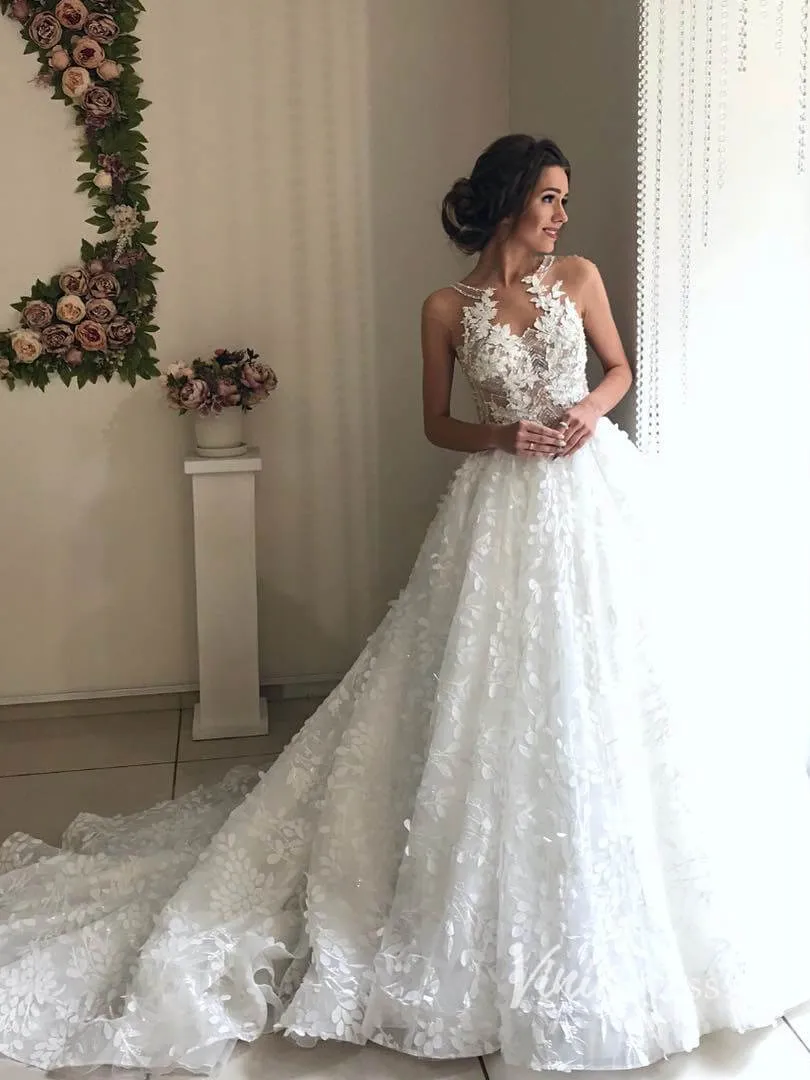 3D Leaf Lace Ball Gown Wedding Dresses VW2095