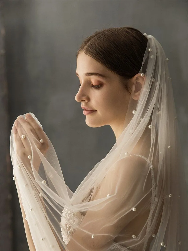 3M Pearls Bridal Veil With Comb