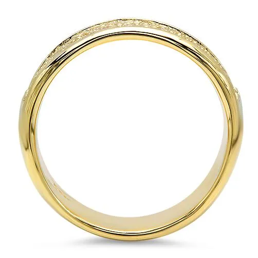 9mm Wedding Band in 5 Rows of Pave Cubic Zirconia 14k Yellow Gold