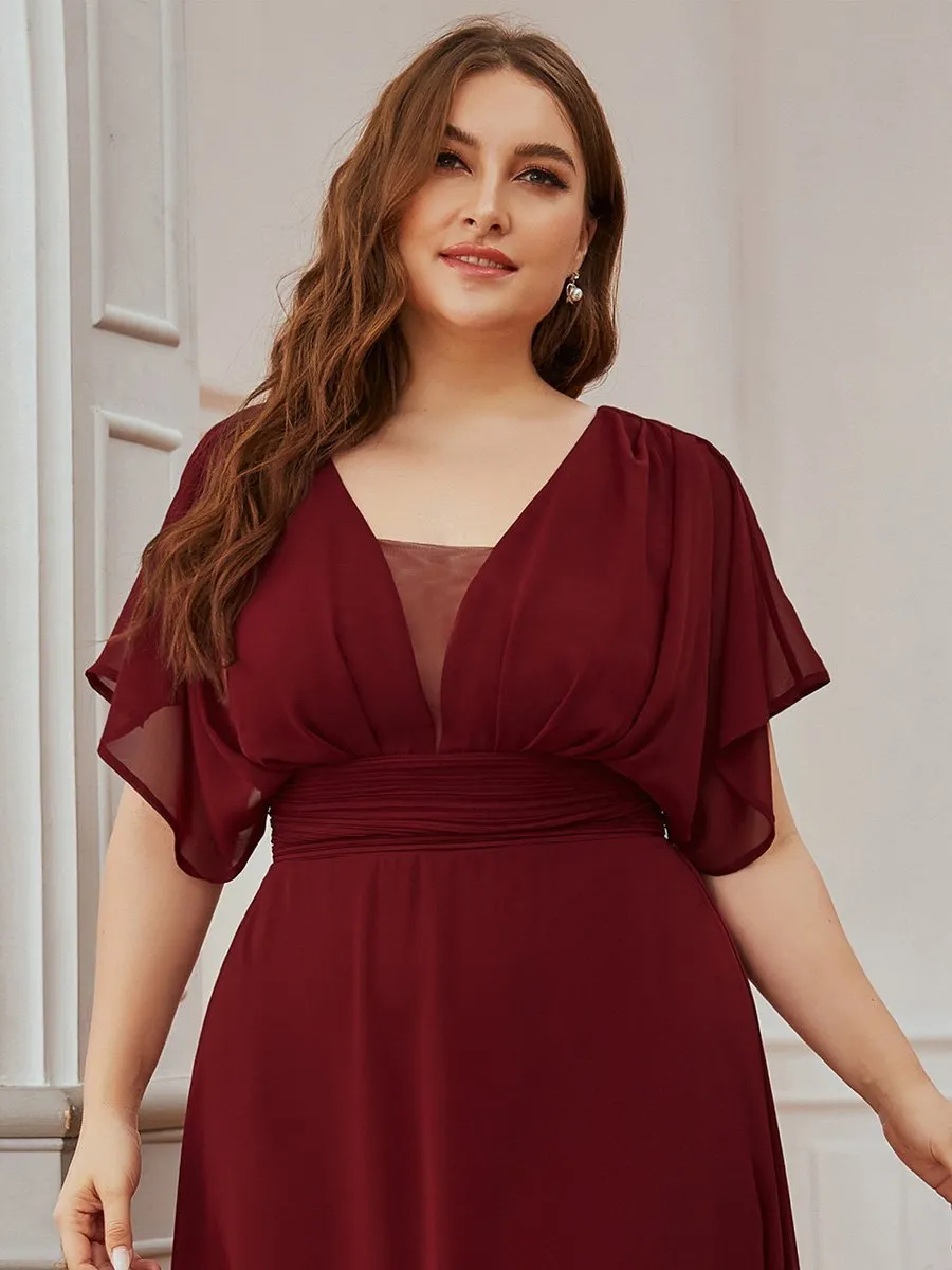 A-Line Empire Waist Chiffon Plus Size Wholesale Evening Party Dress