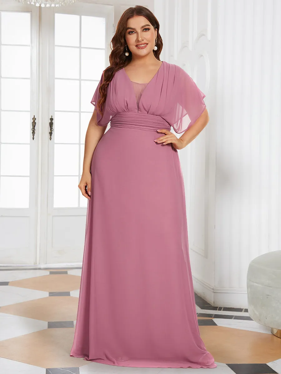 A-Line Empire Waist Chiffon Plus Size Wholesale Evening Party Dress