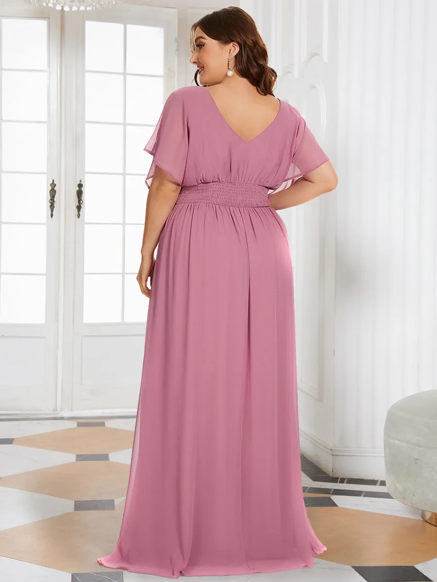 A-Line Empire Waist Chiffon Plus Size Wholesale Evening Party Dress