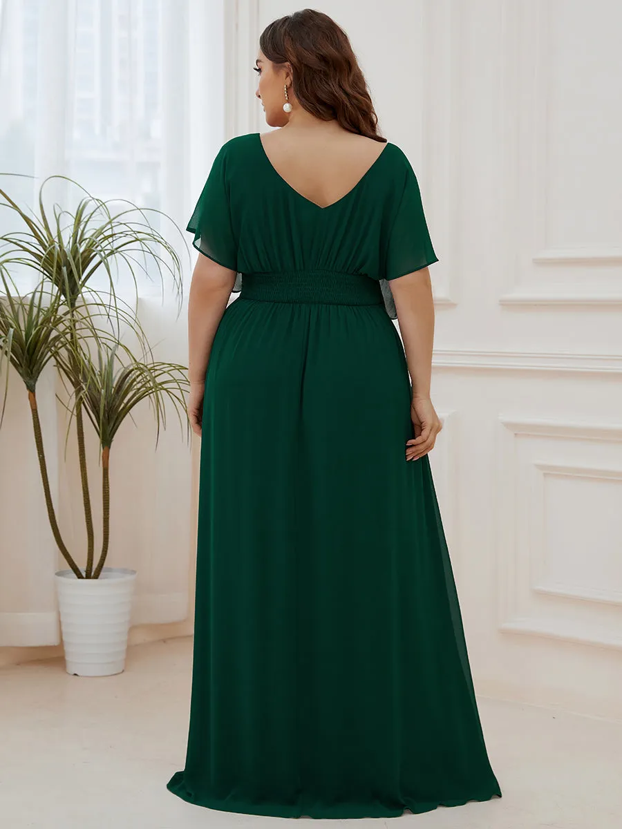 A-Line Empire Waist Chiffon Plus Size Wholesale Evening Party Dress