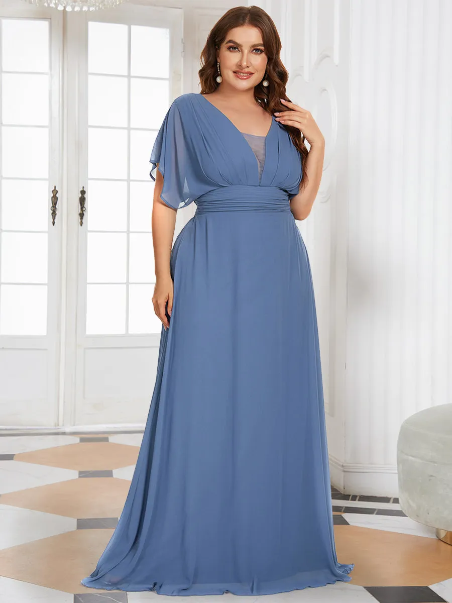 A-Line Empire Waist Chiffon Plus Size Wholesale Evening Party Dress