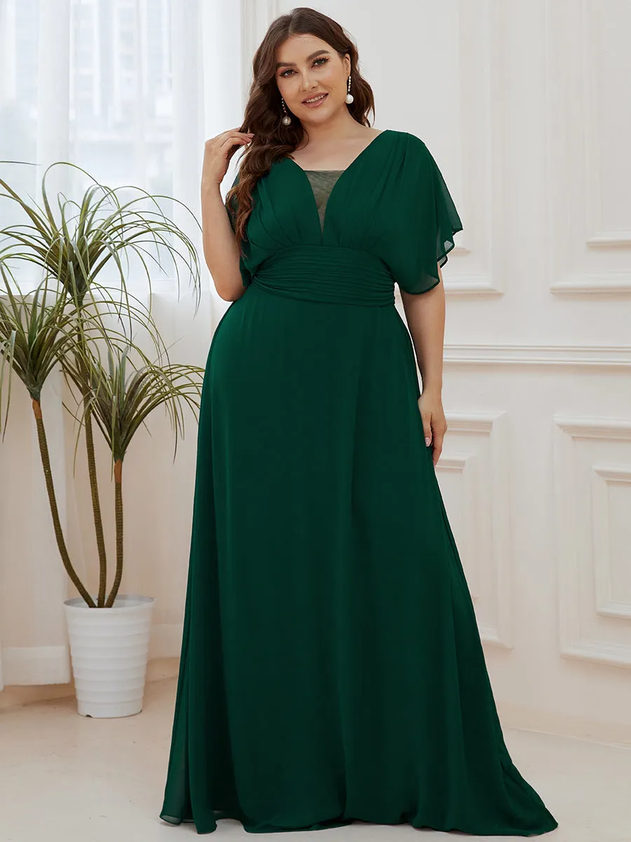 A-Line Empire Waist Chiffon Plus Size Wholesale Evening Party Dress