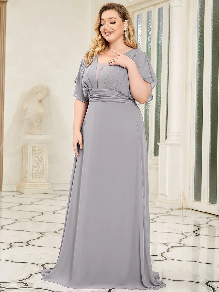 A-Line Empire Waist Chiffon Plus Size Wholesale Evening Party Dress