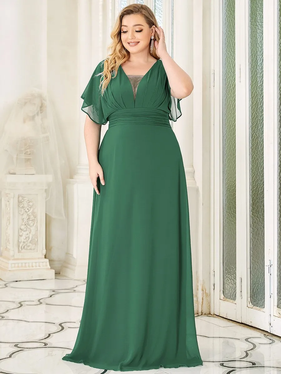 A-Line Empire Waist Chiffon Plus Size Wholesale Evening Party Dress