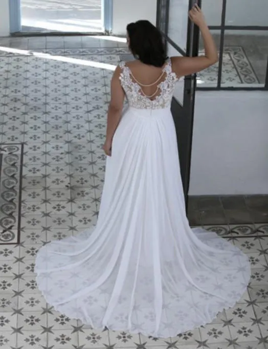 A Line Sheer Bateau Neck Sweetheart Lace Top High Quality Plus Size Brides Gown