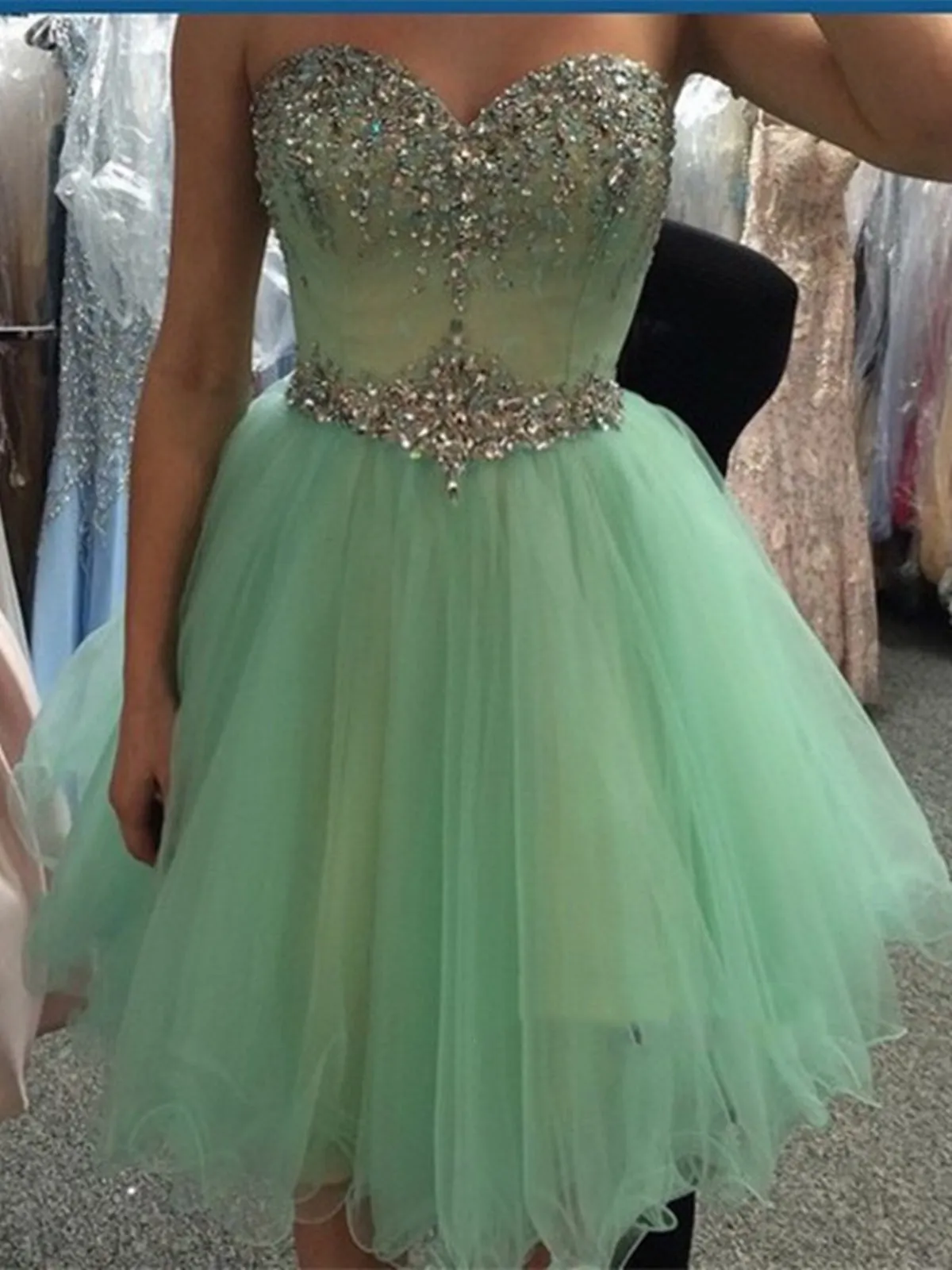 A Line Sweetheart Neck Short Prom Dresses, Short Homecoming/Graduation Dresses