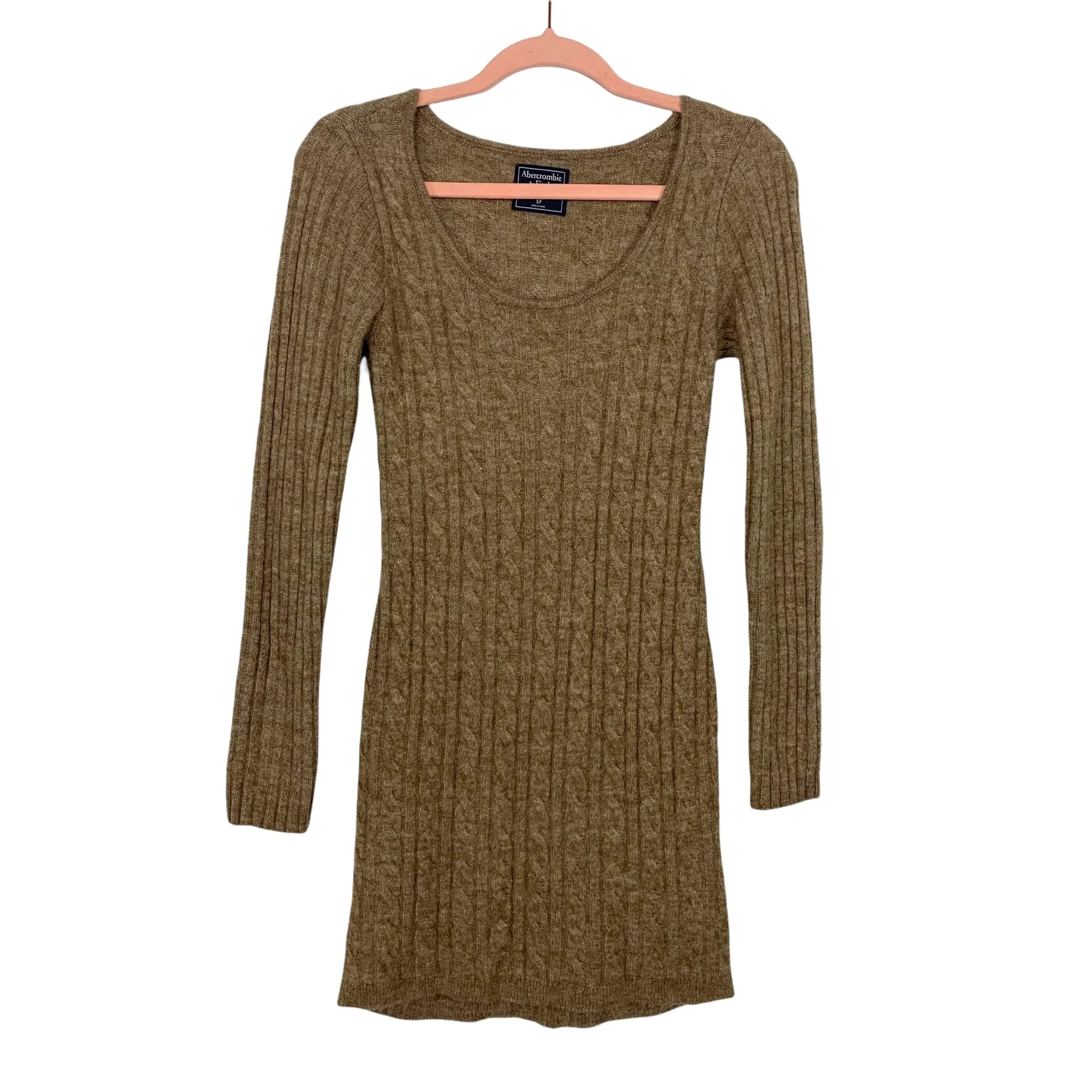 Abercrombie & Fitch Tan Heathered Sweater Mini Dress- Size SP