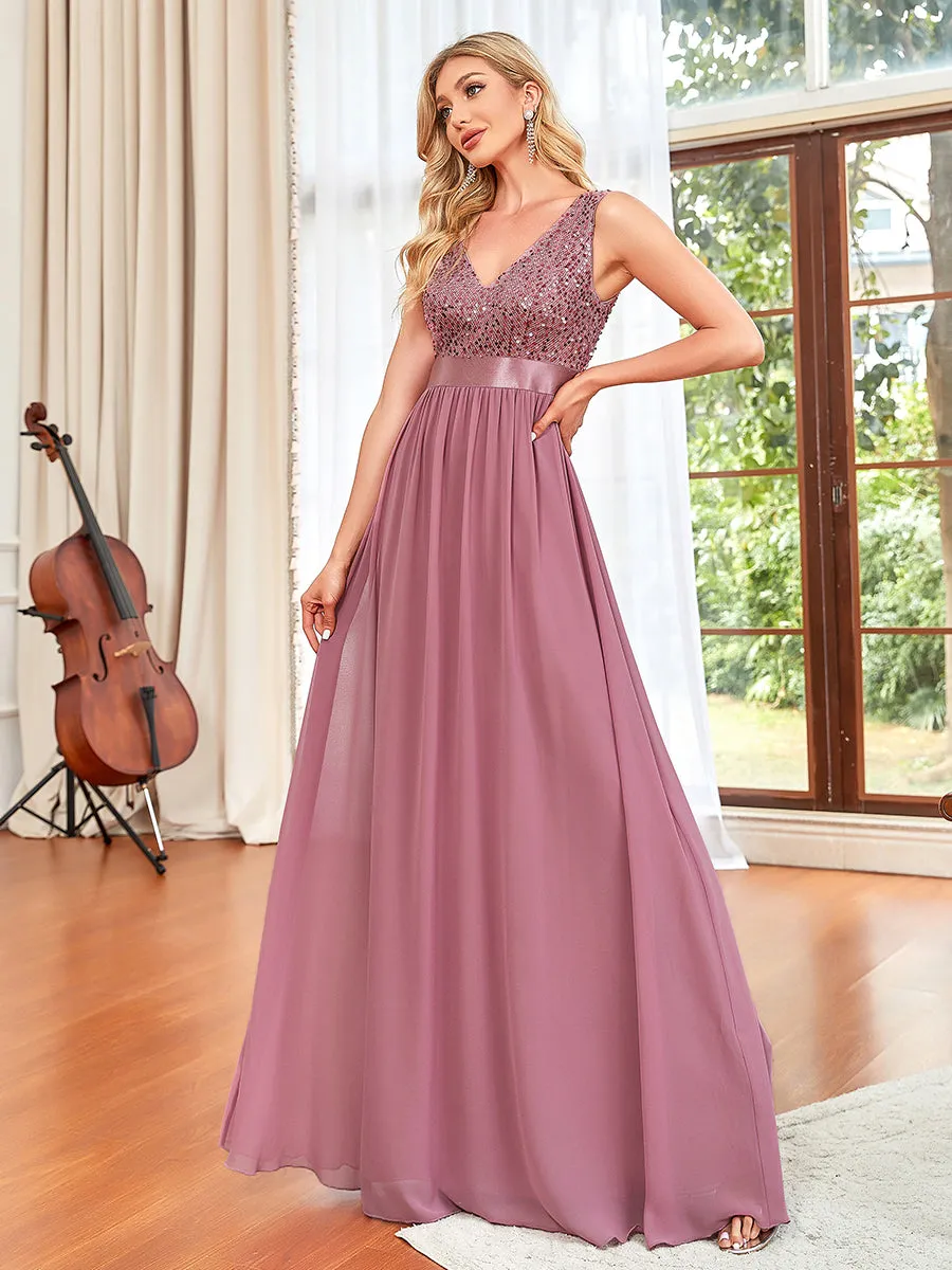 Adorable A Line Sleeveless Wholesale Bridesmaid Dresses with Deep V Neck