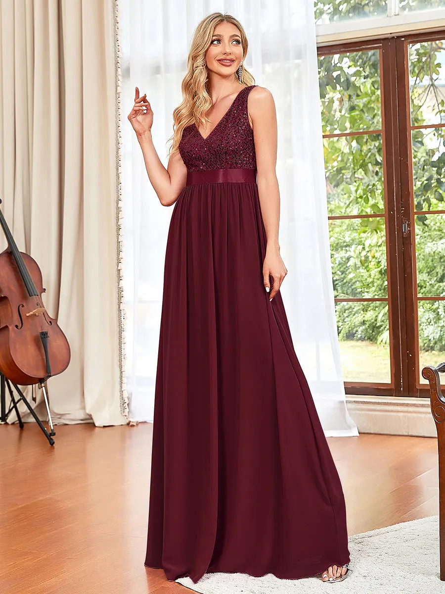 Adorable A Line Sleeveless Wholesale Bridesmaid Dresses with Deep V Neck