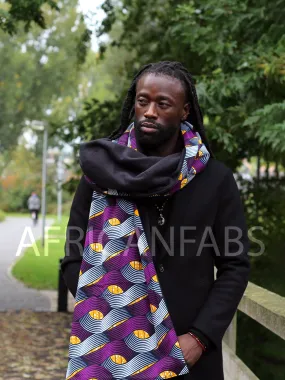 African print Winter scarf for Adults Unisex - Purple tangle