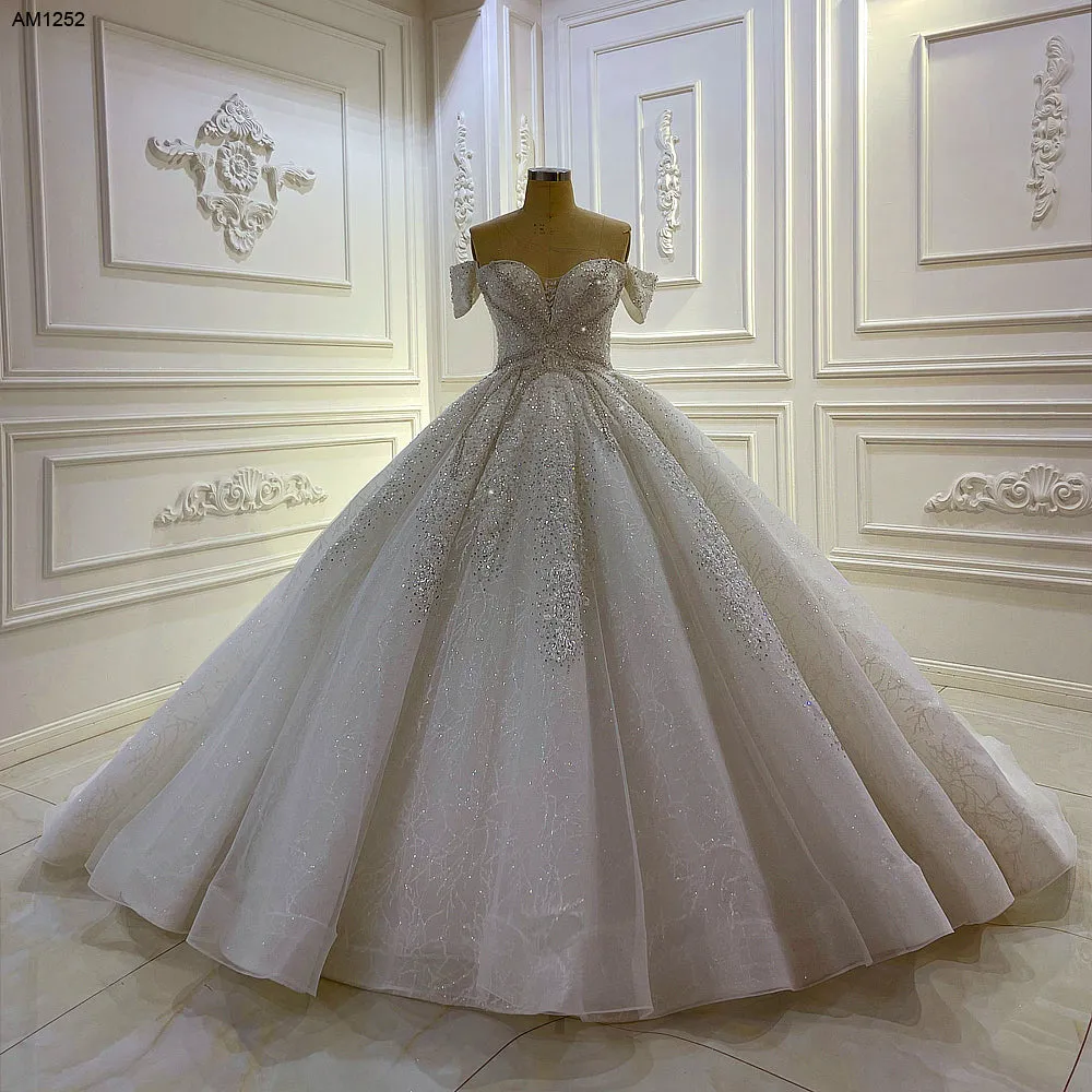 AM1252 Off The Shoulder Luxury Ball gown Wedding Dress