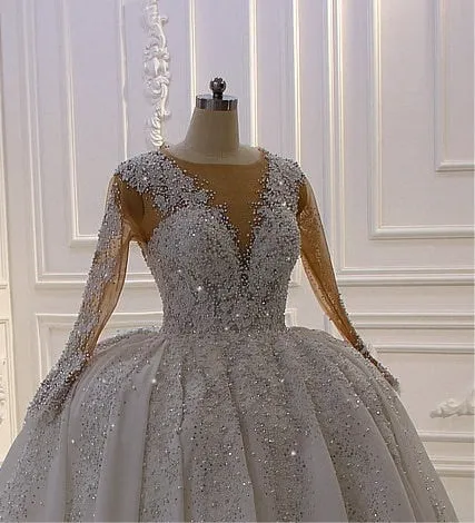 AM224 Rhinestone Crystal Ball Gown Luxury Wedding Dress