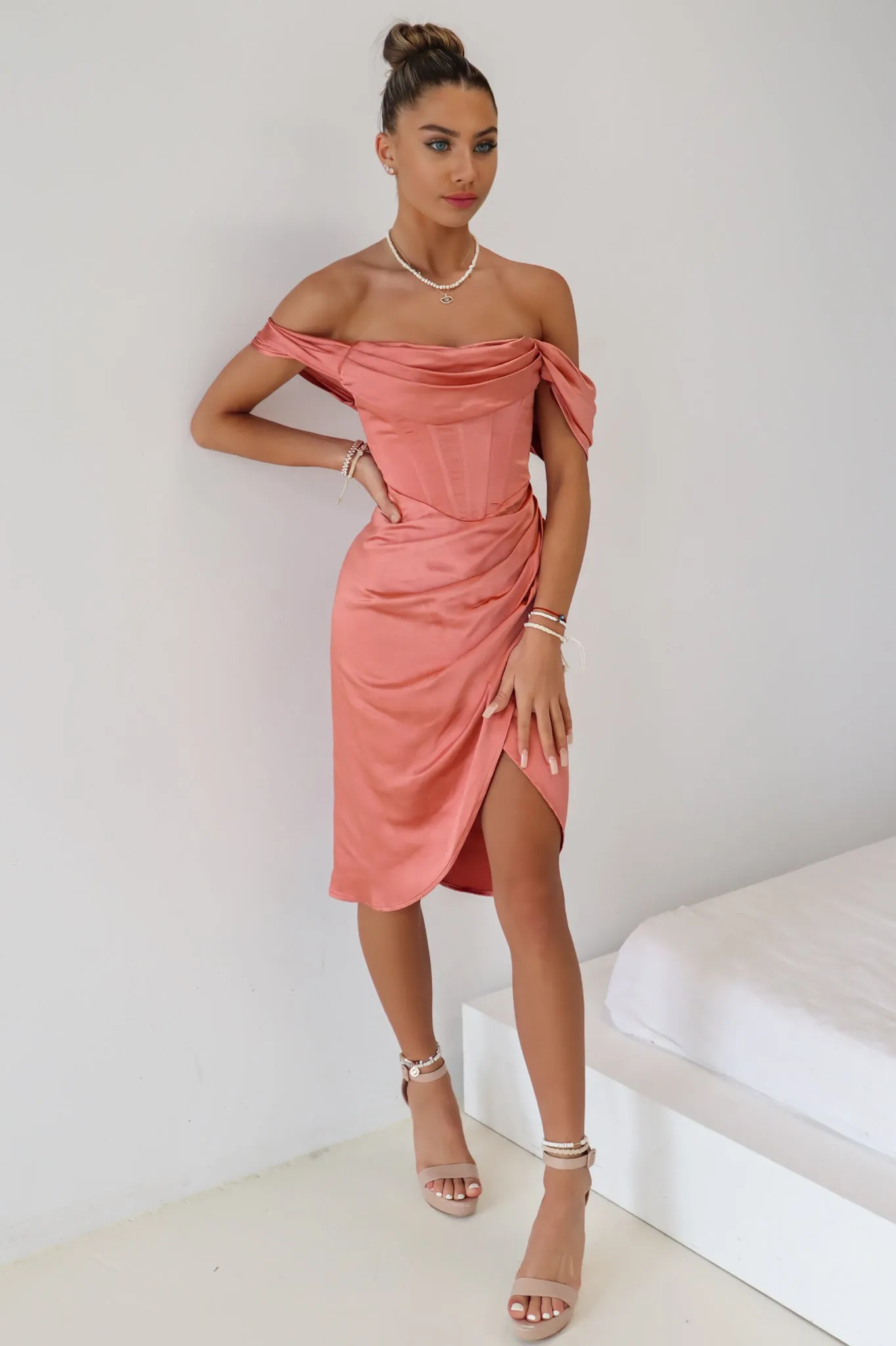 Anastasia Midi Dress - Rose Pink