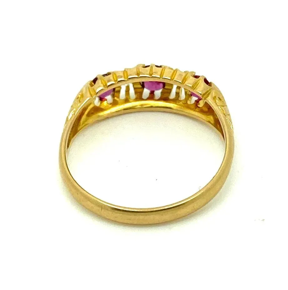 Antique Edwardian 1909 Ruby Diamond 18ct Gold Ring