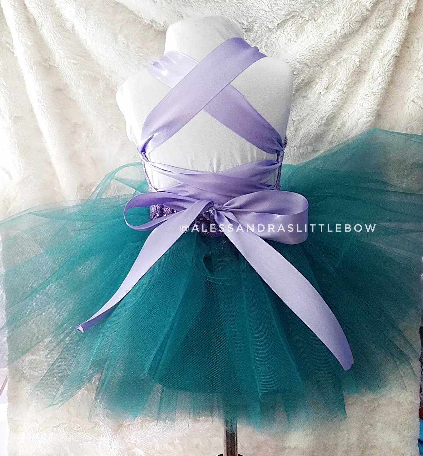 Ariella Couture dress lavender and teal