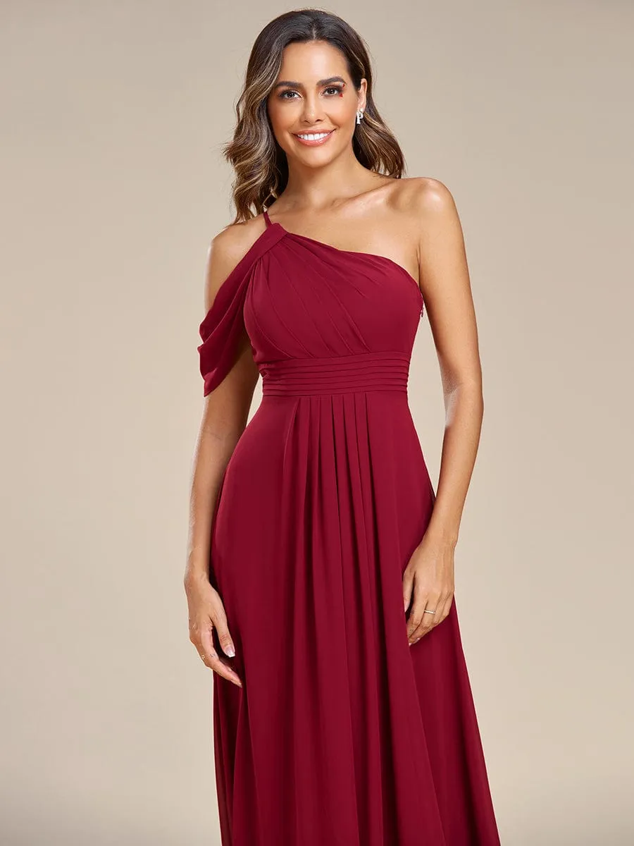 Asymmetrical One-Shoulder Sleeveless Chiffon Bridesmaid Dress