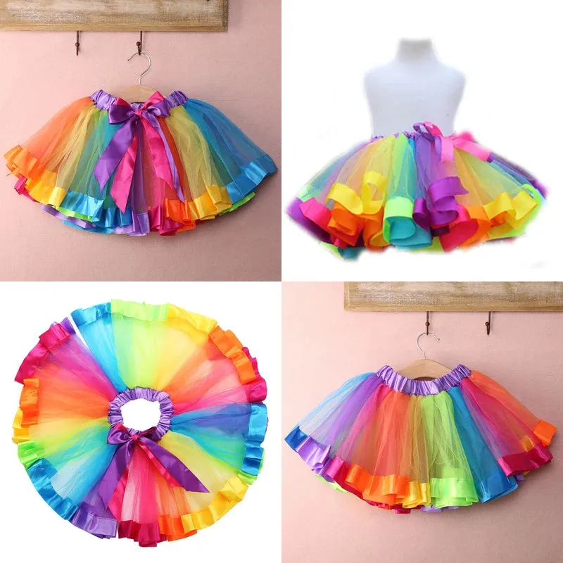 Baby Girl Rainbow Ballet Dance Tutu Skirt