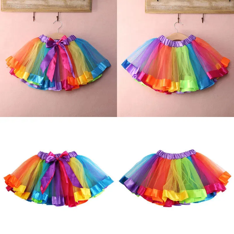 Baby Girl Rainbow Ballet Dance Tutu Skirt