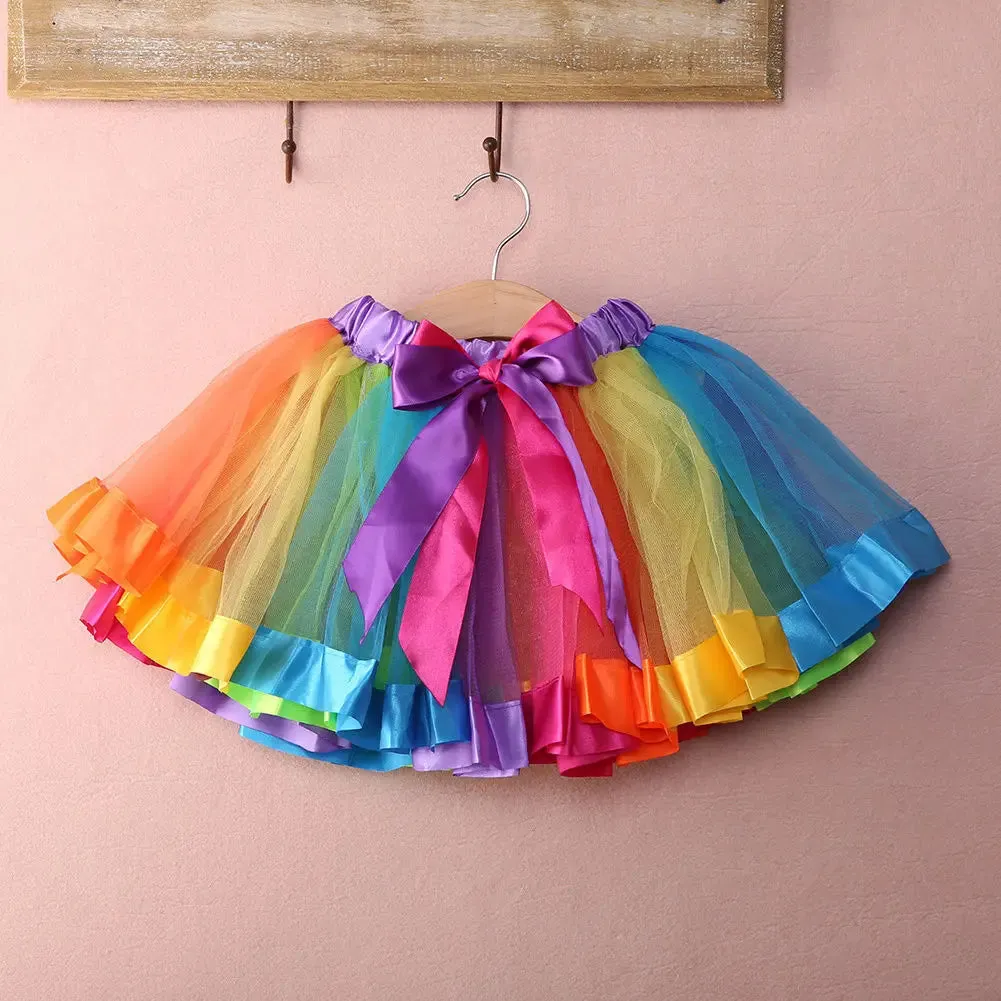 Baby Girl Rainbow Ballet Dance Tutu Skirt