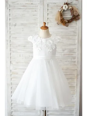 Ball Gown Satin Tulle Wedding Birthday Flower Girl Dresses