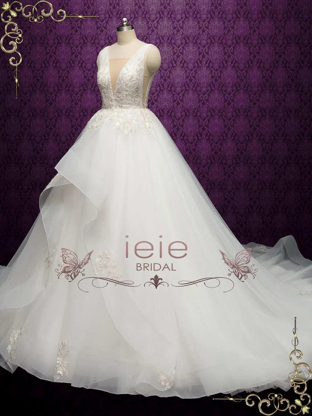 Ball Gown Wedding Dress with Plunging Neckline KEEVA