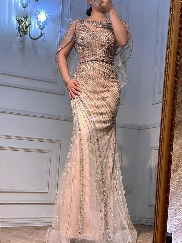 Beaded Mermaid Prom Dress 20s Formal Evening Dress FD2382