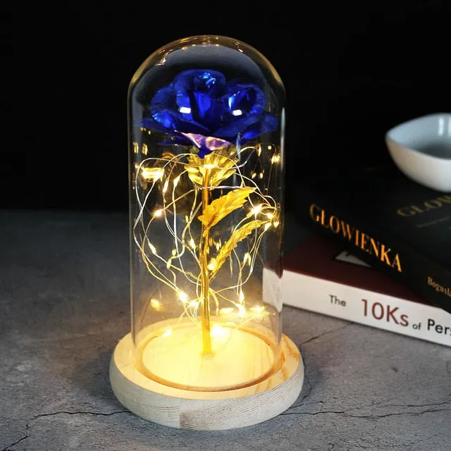 Beauty And The Beast Rose In LED Glass Dome