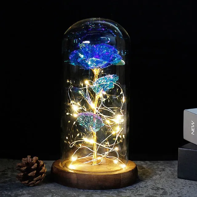 Beauty And The Beast Rose In LED Glass Dome