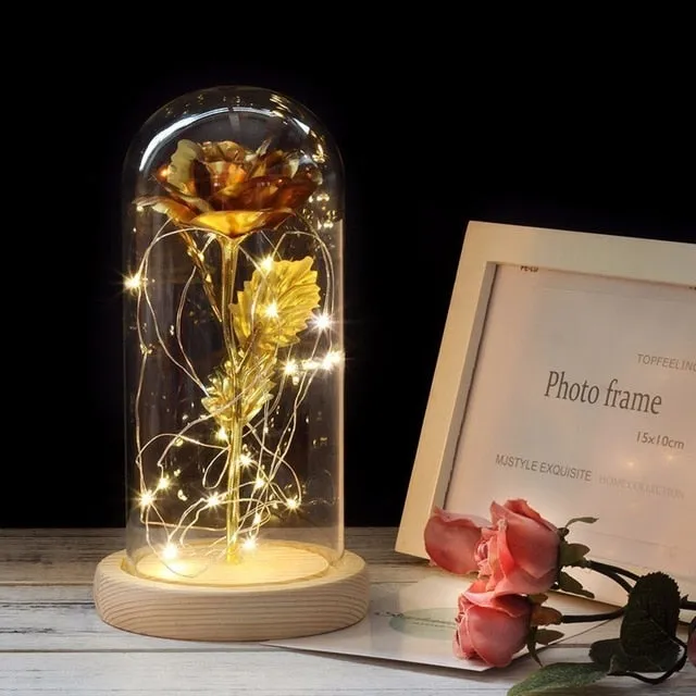 Beauty And The Beast Rose In LED Glass Dome