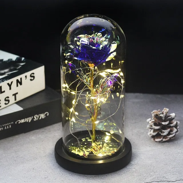 Beauty And The Beast Rose In LED Glass Dome