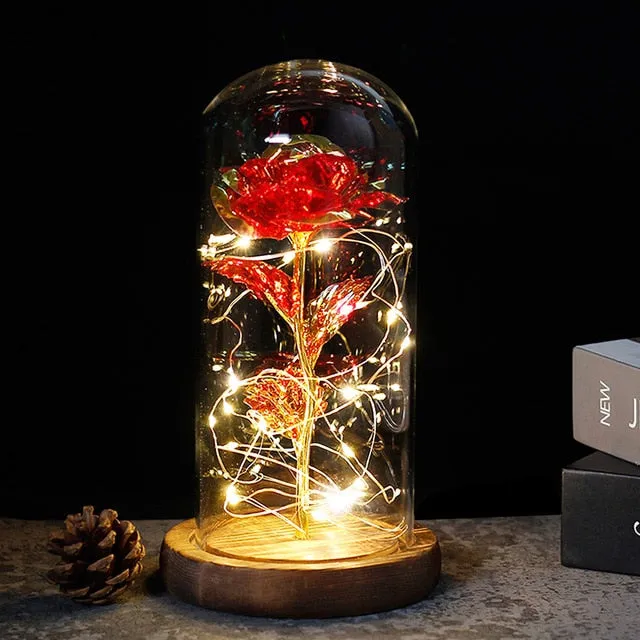 Beauty And The Beast Rose In LED Glass Dome