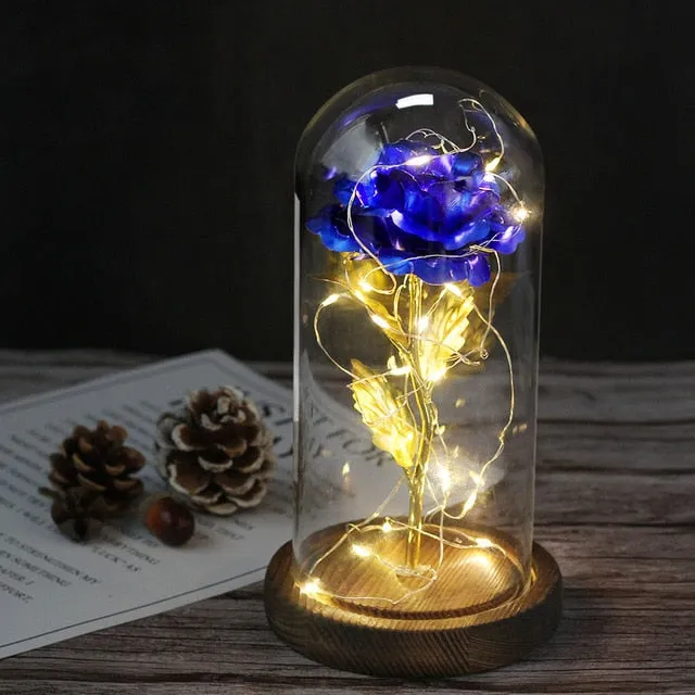 Beauty And The Beast Rose In LED Glass Dome