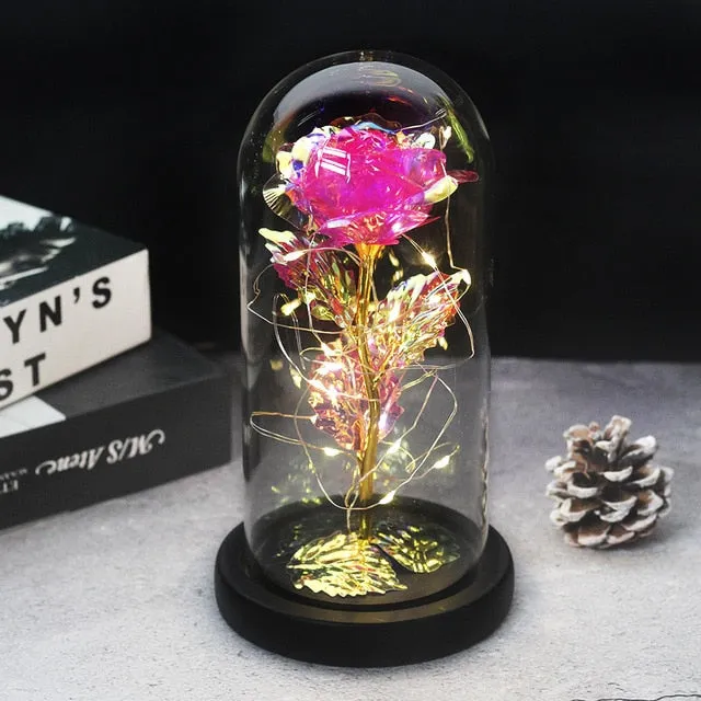 Beauty And The Beast Rose In LED Glass Dome