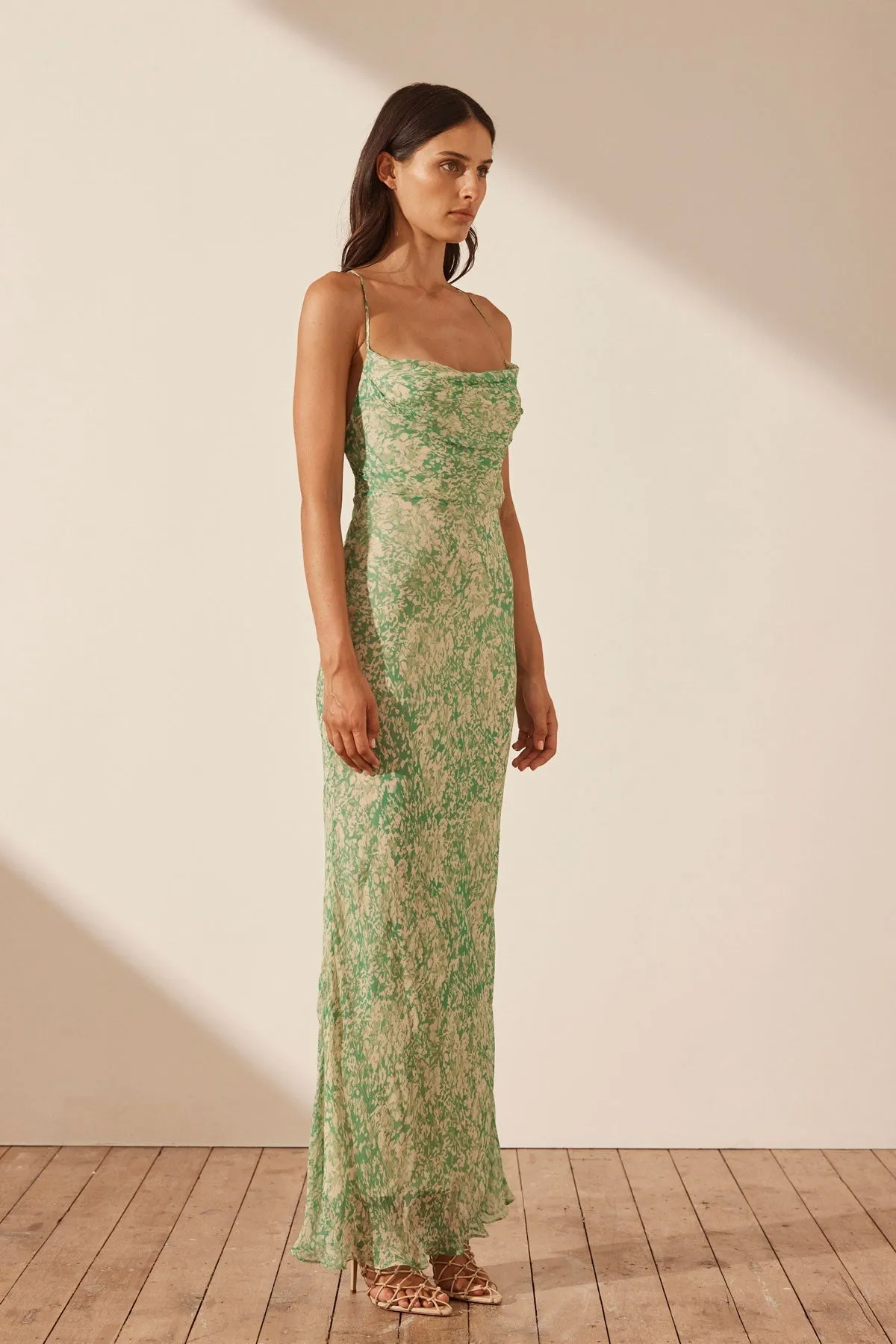 BELVEDERE LACE BACK BIAS MAXI DRESS