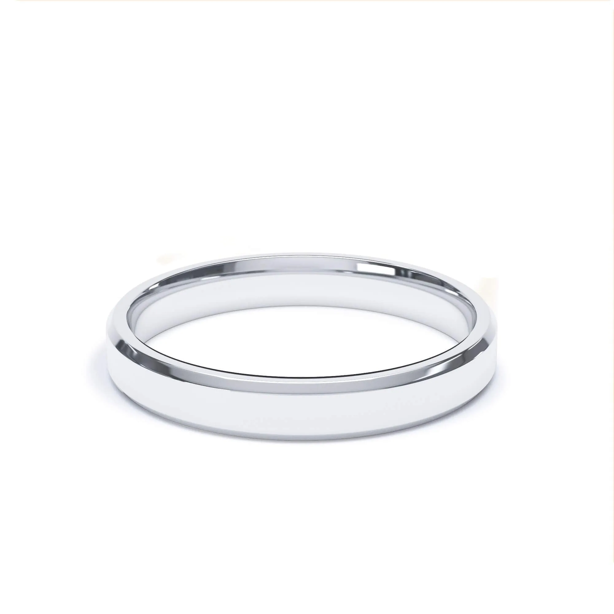 - Bevelled Edge Profile Wedding Ring 9k White Gold