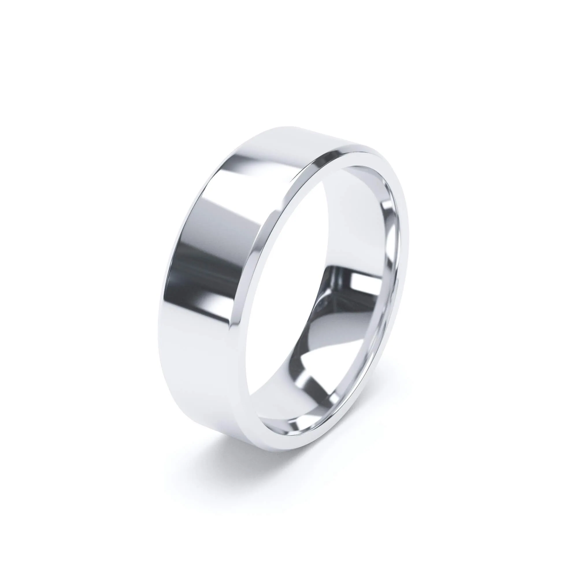 - Bevelled Edge Profile Wedding Ring 9k White Gold