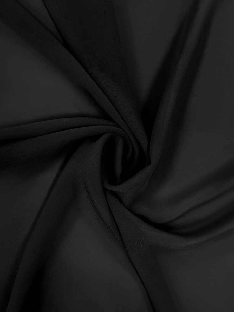 Black Chiffon Fabric By The 1/2 Yard