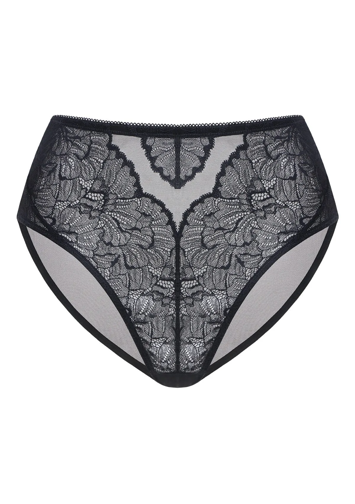 Blossom High-Rise Black Lace Brief Underwear