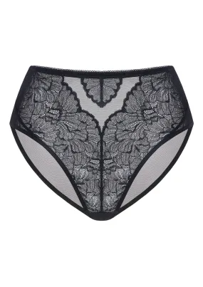 Blossom High-Rise Black Lace Brief Underwear