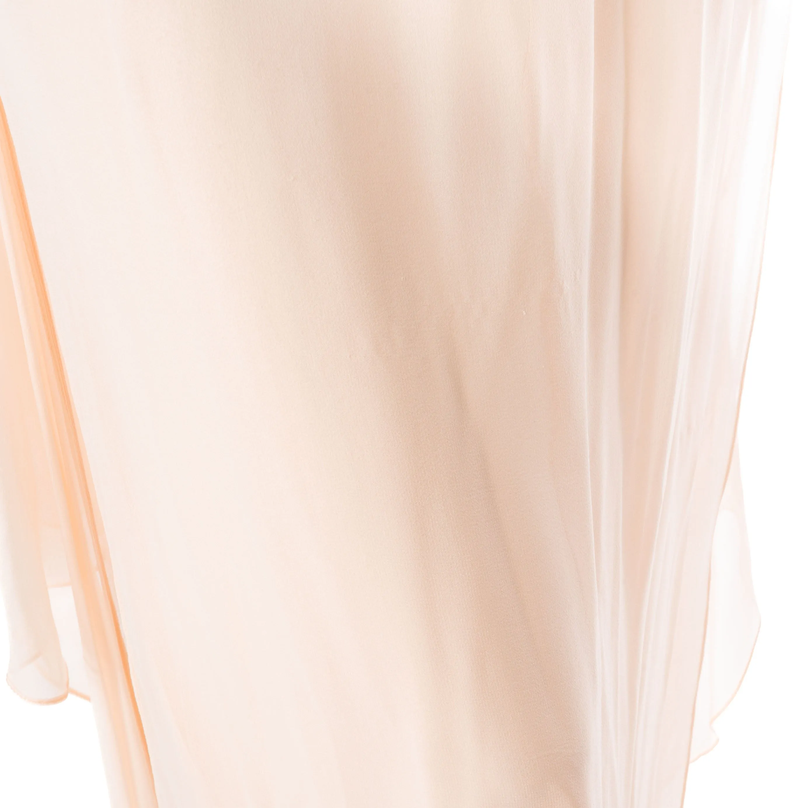 Blush Pink Silk Gathered Flutter Sleeve Keyhole Dress