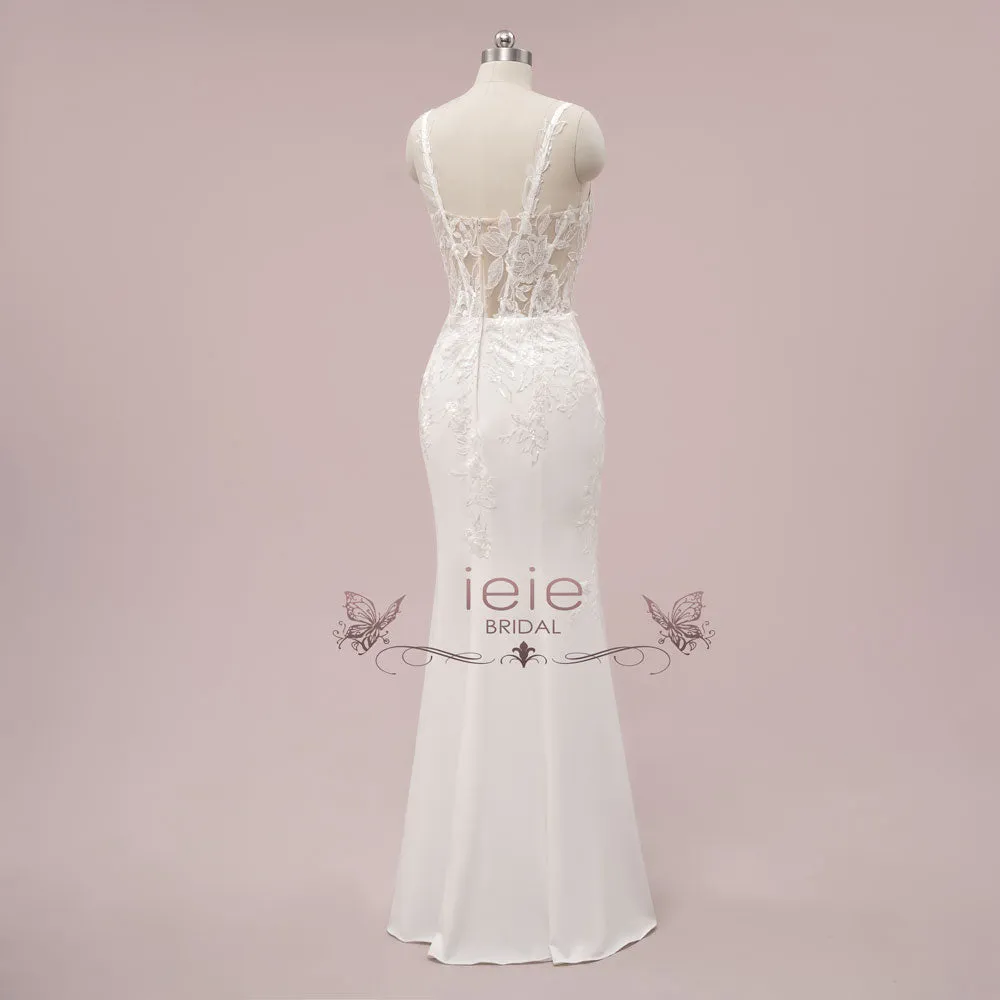 Boho Lace Crepe Wedding Dress | ISADIA