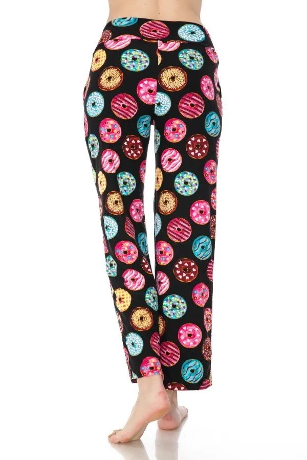 Bright Donut Print Soft Lounge Pajama Pants