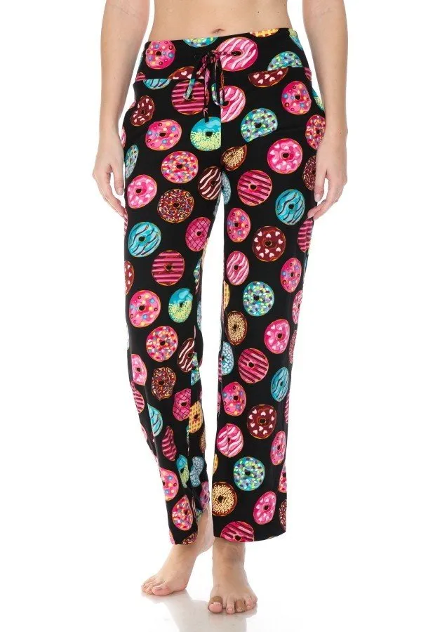 Bright Donut Print Soft Lounge Pajama Pants